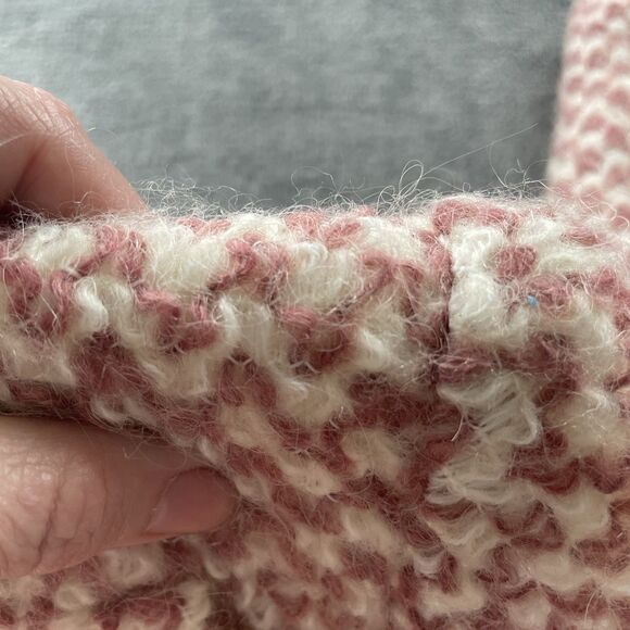 Vintage 80s MJ Seattle Coat Womens Small Pink Check Belted Knit Boucle Mohair - Picture 9 of 10